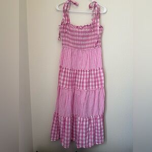 Day + Moon Checkered Plaid Smocked Dress
